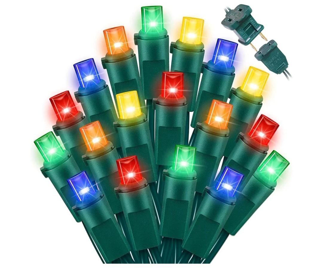 LAMPHOME Multicolor Christmas String Lights,300 Count 64.8FT Waterproof Christmas Fairy Tree Lights Plug in for Indoor Outdoor Xmas Decorations Patio Holiday Theme Party Yard House,Green Wire