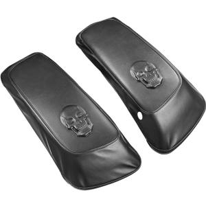 Motorcycle Saddlebag Lid Bra Covers PU Leather Saddlebag Speaker Lid Cover Waterproof Fit for Harley Touring Street Glide 2014-2022 (Black)