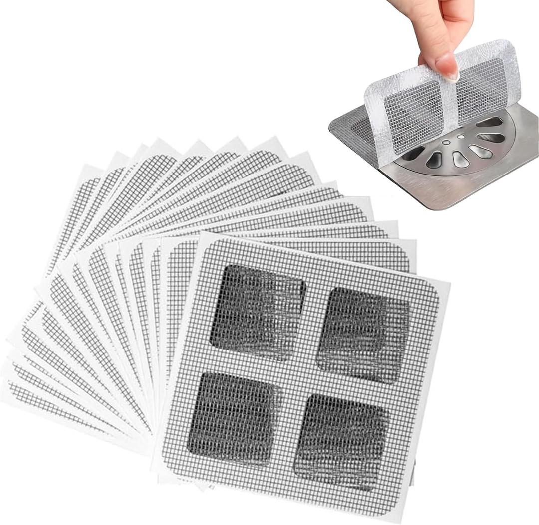 Disposable Hair Drain Stickers, 2026 New Disposable Shower Drain Cover Hair Catcher Bathroom Shower Drain Protector, Mesh Cover Floor Drain Sticker for Home Kitchen Bathroom Tub (10)