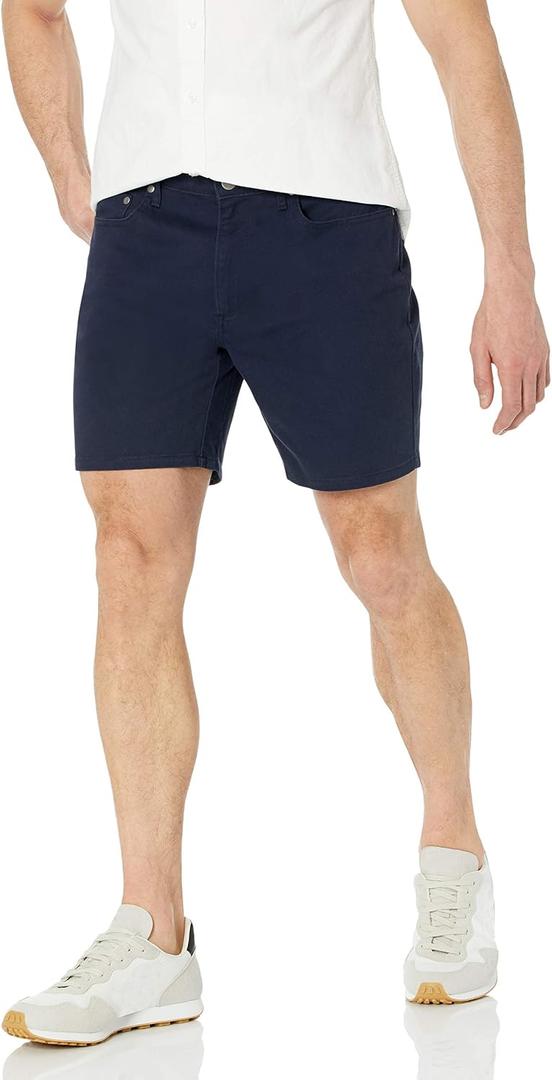 Amazon Essentials Men's Slim-Fit 7" Inseam Stretch 5-Pocket Shorts 38, Midnight Blue