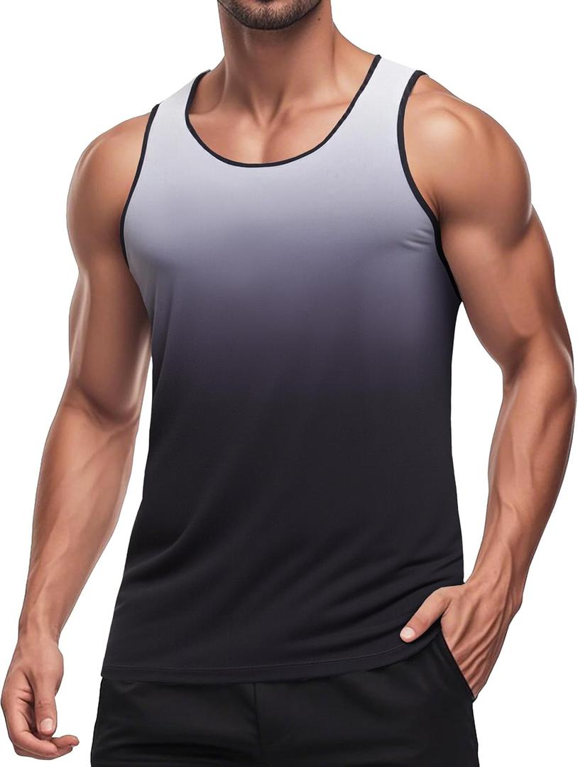 MAGCOMSEN Mens Muscle Tank Tops Sleeveless Workout Swim Shirt | Quick Dry, Dry Fit, Gym, Running, Athletic, Summer, Beach, Sun Shirt, Lightweight, Cool, Stretchy, Breathable, Casual (Black, M)