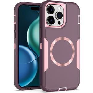 Magnetic Designed for iPhone 11 pro max Case, Drop Protection Heavy Duty,Compatible with MagSafe,Dustproof,No Fading, No Yellowing,for Men Women, Purple Rose Gold