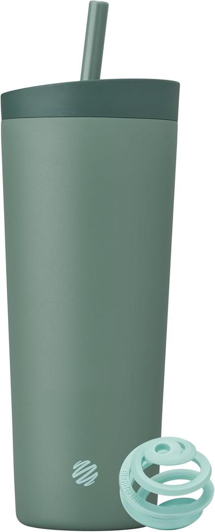 BlenderBottle 2-in-1 Insulated Stainless Steel Shaker Tumbler, Swig Leakproof Lid, Straw, BlenderBall, BPA Free, For Protein Shakes, Smoothies, And Pre Workout, 24 oz