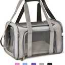 Cat, Dog Carrier for Small Medium Cats Puppies up to 15 Lbs, TSA Airline Approved Carrier Soft Sided, Collapsible Travel Puppy Carrier - Grey (17.0"L x 11.0"W x 11.0"H)