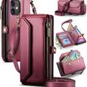 Wallet Case Compatible with iPhone 11 RFID Blocking 7-Card Holder Soft PU Leather Magnetic Snap Shoulder Strap Zipper Pocket Phone Case Fit for iPhone 11 for Women 6.1"