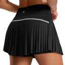 SANTINY Pleated Tennis Skirt for Women with Pockets High Waisted Athletic Golf Skorts with Shorts for Workout Pickleball (Blue, XL)