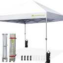 Anytee-10x10 Pop Up Canopy Tent, Easy Up Waterproof Outdoor Canopy with Wheeled Bag, Sun Shade for Patio, Backyard, Parties, Camping-Black