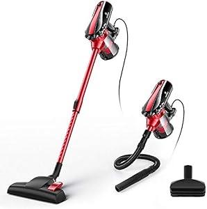 MOOSOO Vacuum Cleaner, 17KPa Strong Suction 4 in 1 Corded Stick Vacuum for Hard Floor with HEPA Filters,Hose of 23 feet, D600