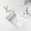 17-Inch Undermount Bathroom Sink, White Ceramic Rectangular Vanity Sink with Overflow, Modern Under Counter Lavatory Basin for Bathroom Vanity, UB-06