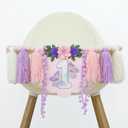 DCJHFJ Handmade Butterfly Wildflower 1st Birthday High Chair Banner Purple Pink Floral Theme Party Decoration For Girls Wall Hangings Decorative