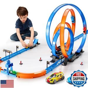 PEADUCK Slot Car Games Race Cars Toys for Boys Kids Age 57, Toy Cars Track Set with 4 Slot Cars, Loops and Circular Track, Slot Car Race Track Sets for 3 4 5 6 7 8+ Year Old Boy Girl Birthday Gifts