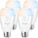 Sengled Zigbee Smart Bulbs, Tunable White 2700K~6500K, Hub Required, Dimmable via Wall Switch, Works with SmartThings and Echo Plus with Built-in Hub, Daylight A19 E26, Voice & APP Control, 4 Pack