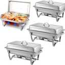 Chafing Dishes for Buffet 4 Pack 9 Quart Stainless Steel Chafer Buffet Servers and Warmers Set with Folding Frame for Weddings Parties Banquets Catering Events