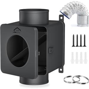 Metal Dryer Duct Lint Trap,Indoor Dryer Vent Kit with Lint Catcher,Secondary Lint Trap with 4inch 8FT Dryer Vent Hose,2 Clamps,Lint Trap for Electric Dryers Vent and Gas Dryer Vent