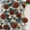 Senjie 4inch Velvet Christmas Ornaments Balls Sets for Christmas, 6pcs Multicolor Xmas Tree Flocked Shatterproof Ornaments Balls Decoration Brown