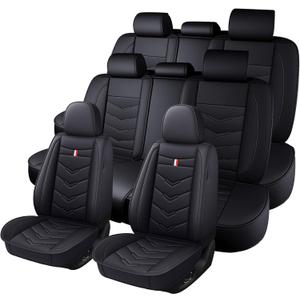 Car Seat Cover 8 Seats for Chevrolet Traverse 2009-2025, Durable Wear Resistant Waterproof Vehicle Cushion Covers, Breathable No Odor Premium Leather Vehicle Seat Cover.(Standard, Black)