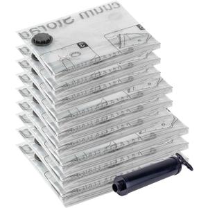 Vacuum Storage Bags 9 Combo, (3 Jumbo, 3 Large, 3 Medium) Space Saver Bags with Travel Hand Pump, Compression Airtight Sealer Bags for Clothes, Bedding, Pillows, Comforters, Blankets