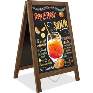 40"x20" Double Sided Standing Chalkboard Easel - A Frame Chalkboard Stand for Outdoor Sandwich Board Signs, Restaurant, Wedding, Business (Brown)