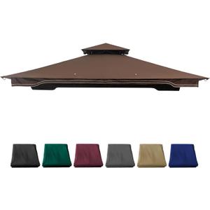 Replacement Gazebo Cover Compatible with SUNJOY 10 x 12 Regency II Patio Gazebo, L-GZ798PST, A111014400,(11X13 Ft) A101004104,A101004105,A111002001,(Brown)
