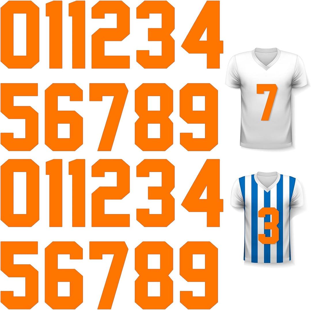 Zonon 22 Pieces Iron on Numbers T Shirt Heat Transfer 0 to 9 Jersey Numbers for Team Uniform Sports(Orange,8 Inch)