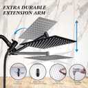 Shower Head, 8 inch Multifunction High Pressure Rain Shower Head with Handheld Spray Combo with 11'' Angle Adjustable Extension Arm/Flow Regulator/Shower System Matte Black
