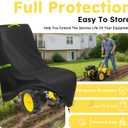 Tiller Cover, Rototiller Covers, 420D Silver-Coated Waterproof Fabric, Adjustable Drawstring Hem, Green Handle & Rear Waist Band  Fits Most Tillers (Black, Gas Tiller Cover)