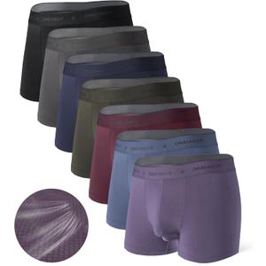 DAVID ARCHY Men's Modal Trunks Underwear, Breathable Soft Anti-Chafe Comfort, Dual Pouch Support with Fly 7 Pack, L