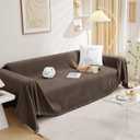 MEETSKY Couch Cover for Dogs, Sofa Covers for Pets Washable, Chenille Sofa Covers for 2 Cushion Couch Sofa with Tassels, Love Seat Couch Covers for Sofa, 71" x 118", Dark Chocolate