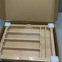 Bamboo Expandable Silverware Organizer - Adjustable Cutlery Tray with 3 Removable Dividers & 5 Tracks, Drawer Organizer for Utensils, Stationery, Tools (12.6" to 20.5")