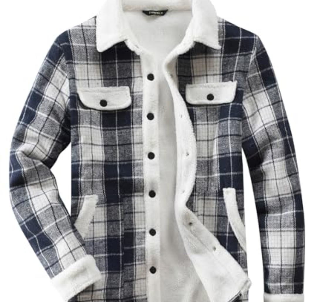 Women's Sherpa Lined Jackets Sherpa Turn-Down Collar Warm Winter Fleece Flannel Jacket for Women Trendy, Blue, Size: 2XL