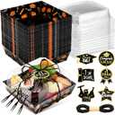 4 x Baderke 50 Set Graduation Paper Charcuterie Boxes with Clear Lids Forks Mini Charcuterie Box Disposable Dessert Boxes for Sandwich, Cookie, Sushi, Cake Slice, Strawberries(Black)