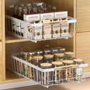 Pull Out Cabinet Organizer 2 Pack, Slide Out Drawers for Kitchen Cabinets, Cabinet Drawers with Adhesive Nano Glue for Bathroom, Living Room, Kitchen Clutter Organization (White, 15.7 * 11 * 3.7)