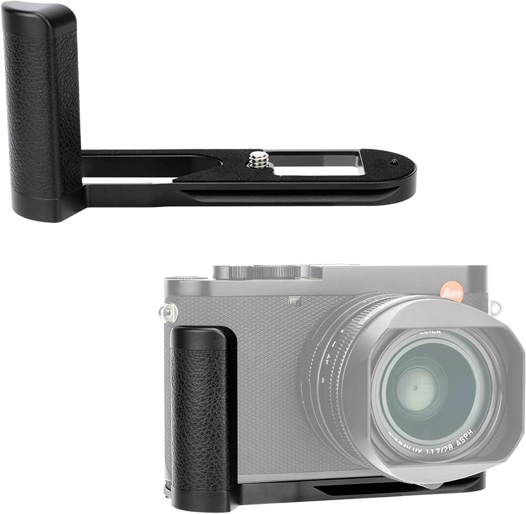 JJC Metal Hand Grip Handgrip Secure Handle Bracket for Leica Q3/Q3 43 Cameras, Anti-Slip Pads, Arca Swiss Quick Release Plate, 1/4"-20 Tripod Hole & Hand Strap Hole, No Effect on Battery & Card Use