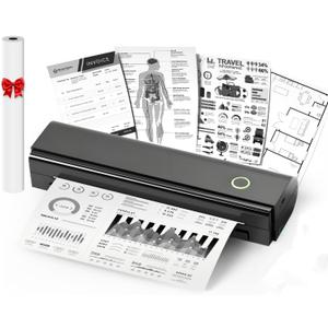 Portable Printers Wireless for Travel, N80 Wireless Thermal Printer Bluetooth Inkless Printer Support 8.5" X 11" US Letter & A4, Compatible with iOS, Android, Laptop