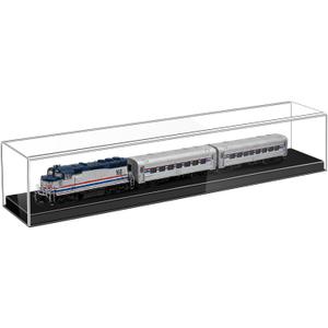 24-Inch Scale Model Train Display Case with Low-Profile Base | Clear Acrylic Showcase for HO Scale and N Scale Model Trains, Railway Collectibles and Train Accessories