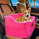 Dog Car Seat for Small Dogs, Memory Foam Dog Booster Seat for Medium Dogs Under 35lbs, Detachable and Washable Elevated Pet Car Seat with Storage Pockets (Rose Red, One Size)