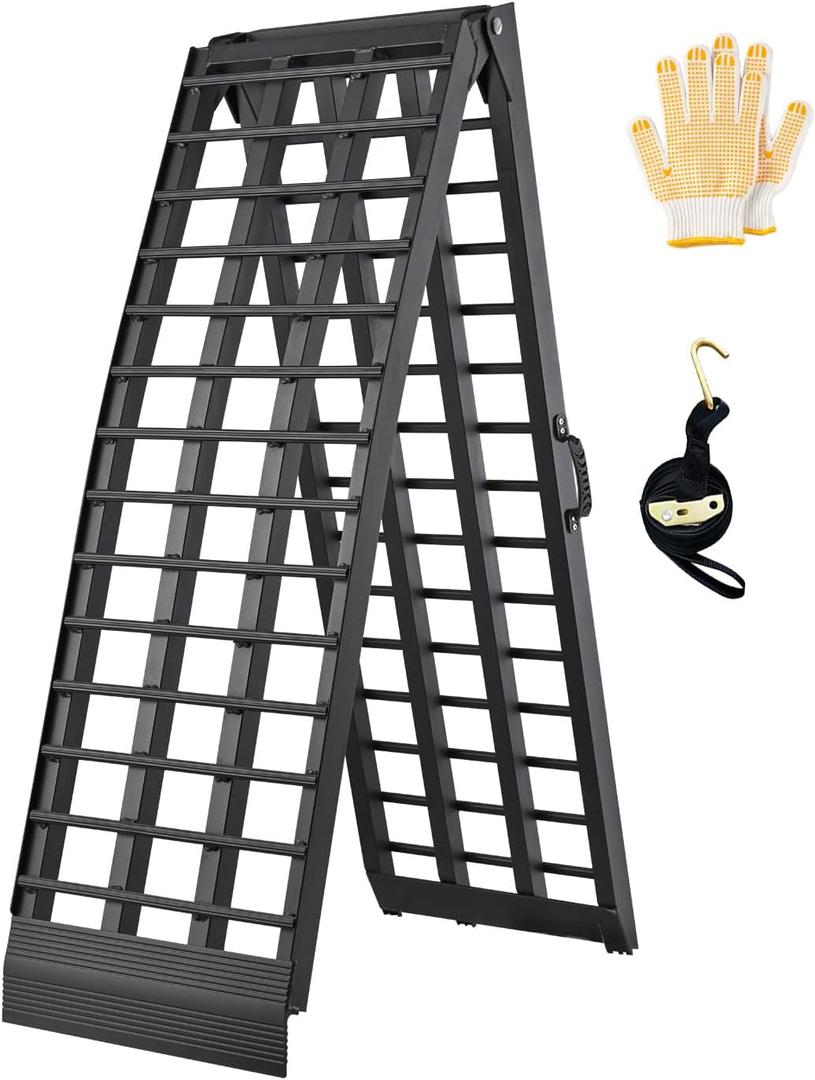 FACHNUO 10FT Motorcycle Ramp Aluminum 1500lbs Capacity 1PC, Folding Portable Heavy Duty Loading Ramp for Pickup Truck, Lawn Mower, ATVs, UTVs, Golf Cart,Dirt Bike, Trailer, Tailgate 120" L x 18" W