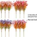 Fake Fall Mums Flowers Artificial for Outdoor Decoration 12 Bundles Faux Fall Mums Flowers for Outdoor Planters Silk Orange Daisy UV Resistant for Porch Front Door Patio Outside Yard Dcor