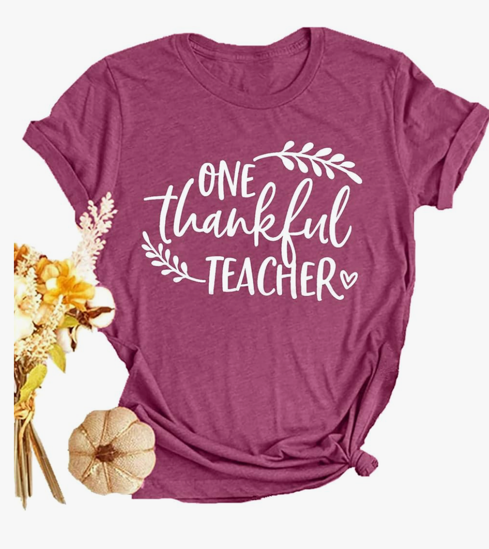 Women Thanksgiving T Shirt Thankful Shirts Thanks Letter Print Shirt Casual Holiday Short Sleeve Tops Size L