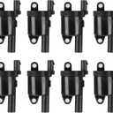 Round Ignition Coil Pack for GMC Envoy 05-08 5.3L, Cadillac Escalade 07-16 6.2L, Chevy Avalanche 07-13 5.3L, Silverado 1500 07-13 4.8L, UF535 UF585 C1691 GN10235 001501980 19005267 2729060060, 8 PCS