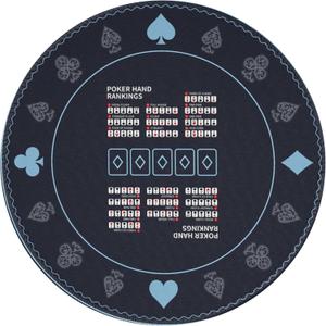 AQQA 47-Inch Round Poker Table Mat with Hand Rankings - Waterproof & Durable Texas Hold'em Mat, Foldable Poker Game Mat for Home Games, Tournaments, Card Nights (Foldable Design)
