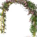 Queension Metal Arch Backdrop Stand 7Ft Wide 7.7Ft High, Wedding Arch Frame for Wedding Decorations, Balloon Arch Stand with Base for Ceremony, Outdoor Garden Arch Trellis for Climbing Plants, Gold