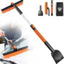 45.7" Extendable Snow Brush and Larger Ice Scrapers for Car Windshield, Scratch-Free Snow Brush with 360 Pivoting Head & Non-Slip Foam Grip, Ice Removal Tool for Car, SUV, Trucks
