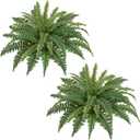 Ferns Artificial Plants Set of 2 Large Faux Ferns for Outdoor Planter 23.6" Dia. Realistic Potted | Hanging Boston Fern | Fake Shrubs for Home Garden Porch Farmhouse Decor