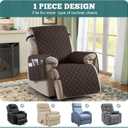 Ruaozz 100% Waterproof Recliner Chair Covers, Non-Slip Reclining Covers for Recliner Chair Washable Chair Cover, Recliner Covers with Pockets for Kids, Dogs, Pets (Chocolate, 23'')