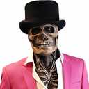 Bulex Skull Mask - Scary Full Head Skeleton Headgear - Realistic Halloween Cosplay Latex Horror Mask (Black)