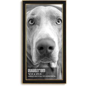 Suede 12x24 Frame - Single Frame, Christmas Elegant Black 12 x 24 Poster Frame, 12x24 Picture Frame for Artwork Puzzles Photos and Movie Posters
