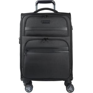 KROSER Softside Expandable Carry On Luggage with Spinner Wheels & Built-in TSA Lock, Durable Suitcase Rolling Luggage with USB Port, Carry-On 20-Inch, Black