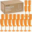 XUWAIDSGN Acrylic Champagne Flutes Toasting Glasses Unbreakable Mimosa Bar Reusable Wine Glasses Vintage Champagne Flutes Stemmed Drinking Cups 5.4 OZ for Christmas Birthday (24, Orange), 10