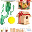 XLarge Gift Pack Bird Houses+Feeders Kit for Kids and Adults Family Garden Birding Woodworking Project,2 DIY Birdhouses + Large Flower + Peanut + Tube Meet Whole Family Birding Expectations
